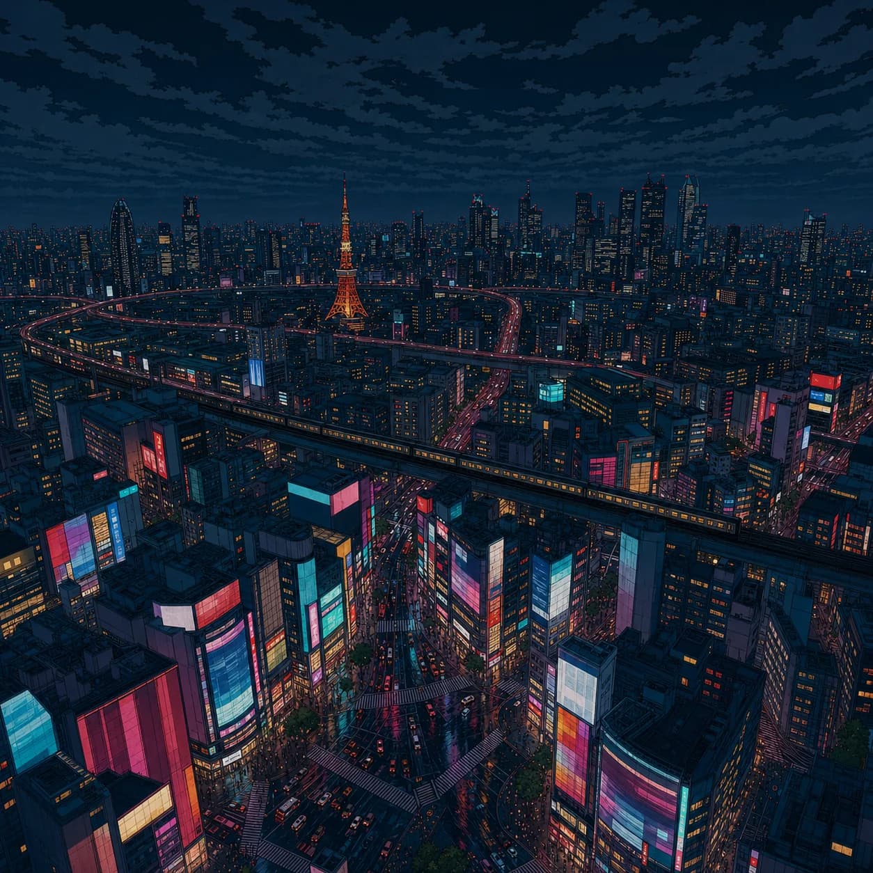 Night panorama of a Japanese zone in Costa Nostra