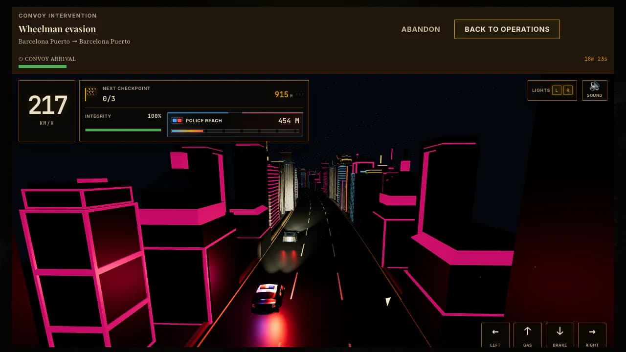 Current vehicle evasion minigame with a police chase and checkpoints